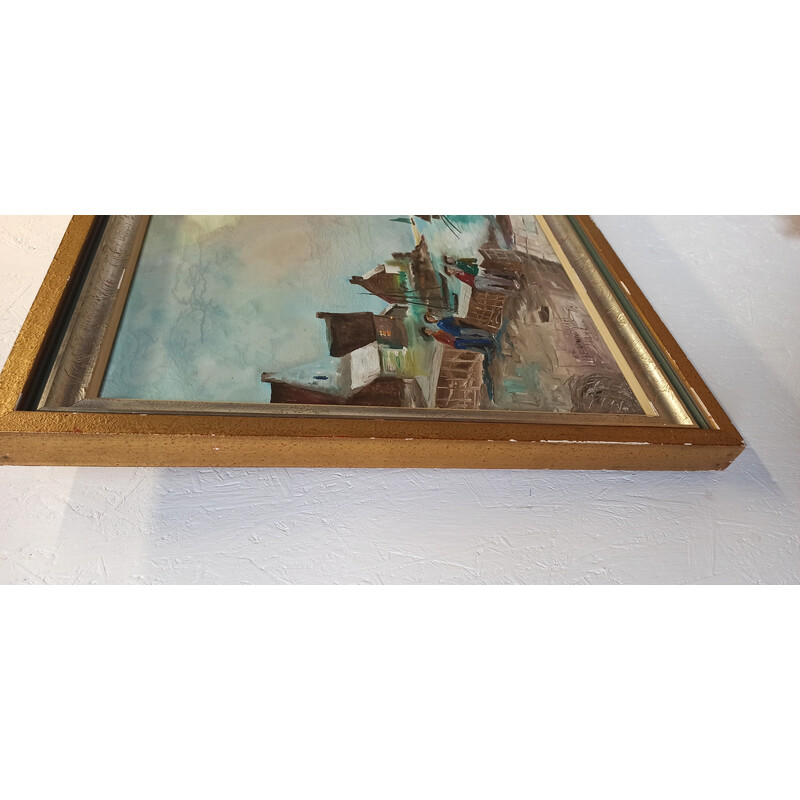 Quadro d'epoca con paesaggio marino