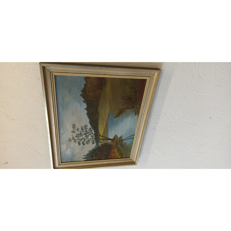 Vintage oil on landscape panel