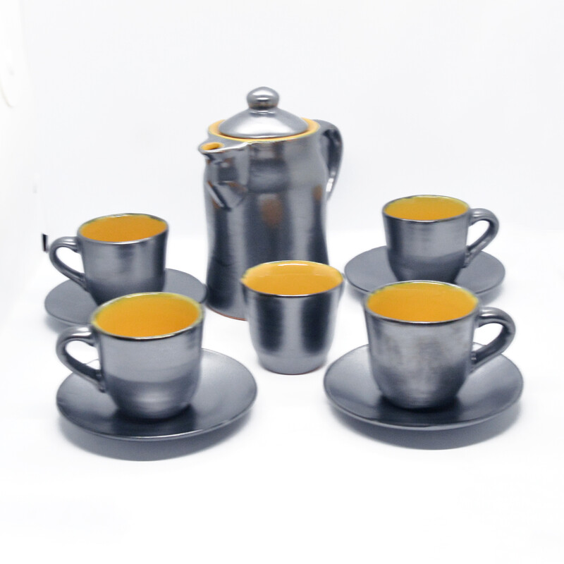 Servicio de café en cerámica vintage de Siegfried Gramann para Topferei Römhild, Alemania 1960