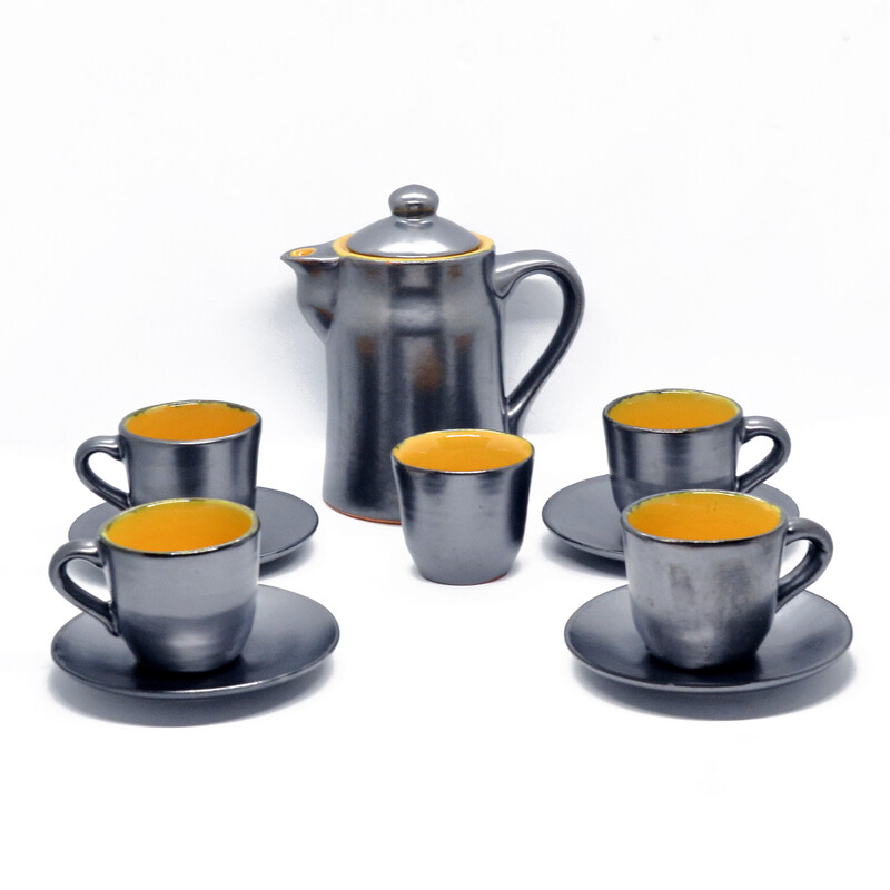 Vintage keramisch koffieservies van Siegfried Gramann voor Topferei Römhild, Duitsland 1960