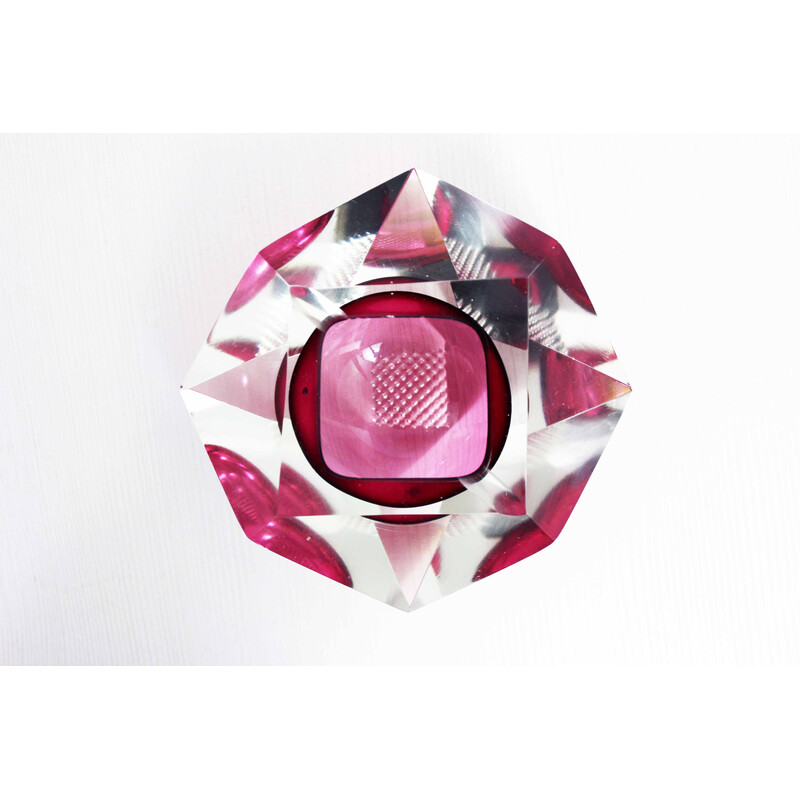Cenicero diamante de cristal de Murano por Seguso, 1960