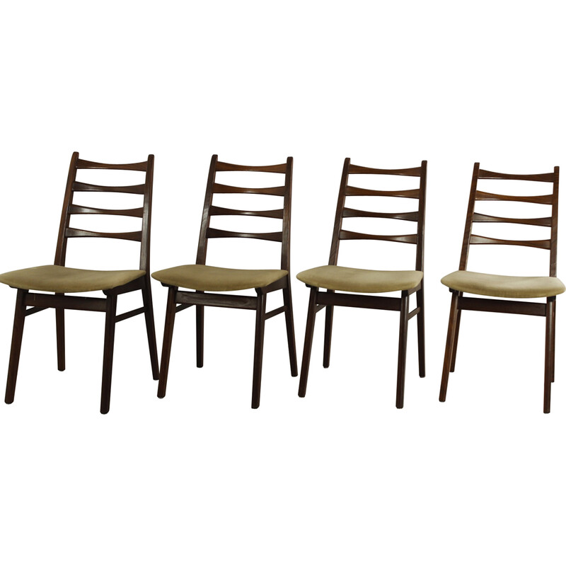 Conjunto de 4 cadeiras de teca e tecido vintage da Casala, década de 1960