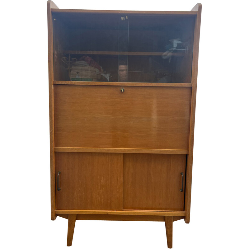 Vintage oakwood secretary by René Jean Caillette for Charron, 1950