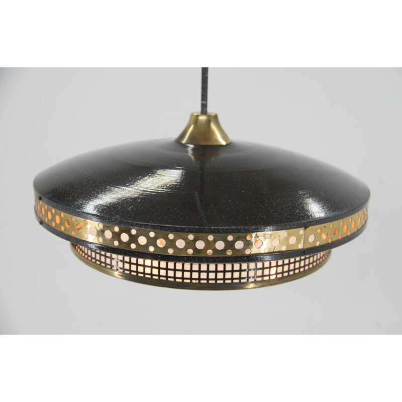 Space Age vintage metal pendant lamp by Ludib Bratislava, Czechoslovakia 1960s