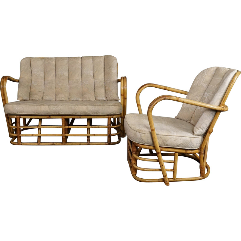 Mid century rattan living room set, 1950