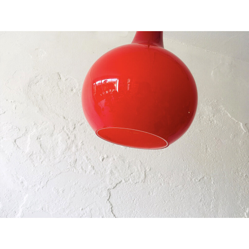 Vintage opaline glass pendant lamp by Putzler, Germany 1960s