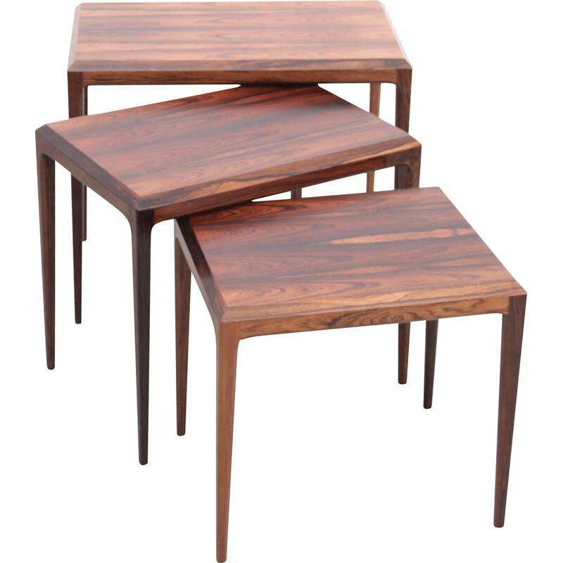 Scandinavian vintage nesting tables in Rio rosewood by Johannes Andersen