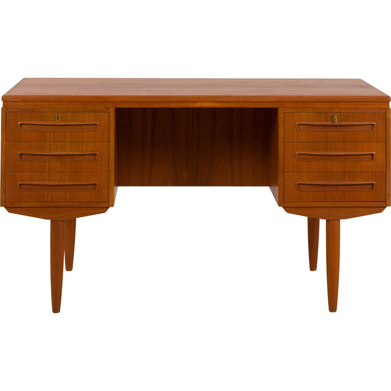 Vintage teakhouten bureau met achterkast van J. Svenstrup voor A.P. Furniture, Denemarken 1960