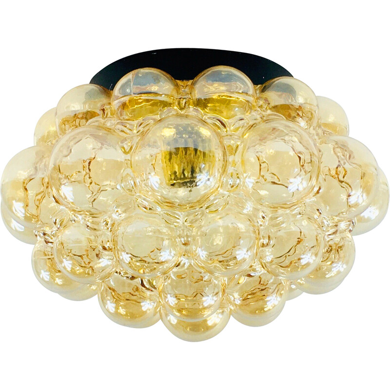 Mid-century amber bubble glass ceiling lamp by Helena Tynell for Limburg, Germany 1970s