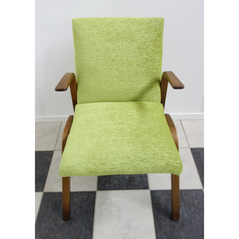 Green armchair in ash wood by Paul Bode - 1950s