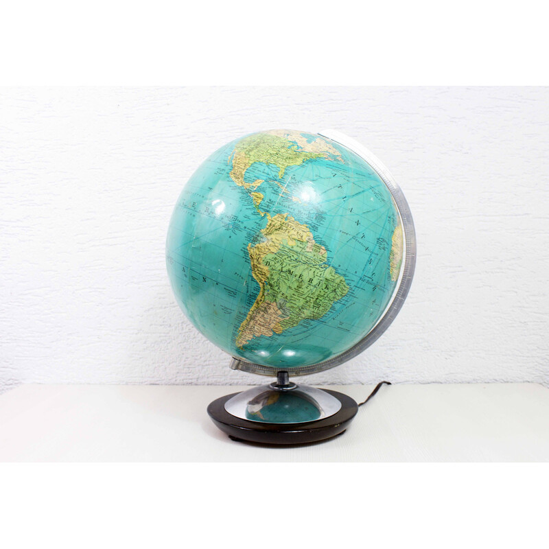 Mapa do mundo em vidro Vintage, 1960