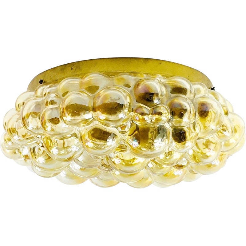 Vintage amber bubble glass ceiling lamp by Helena Tynell for Limburg, Germany 1970s