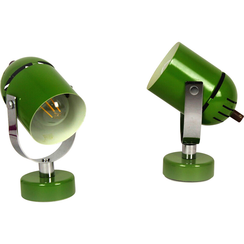 Pair of vintage green and purple wall lamps by Stanislav Indra, Czechoslovakia 1970