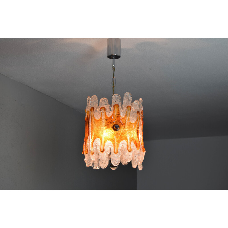 Mid century Italian amber and clear lava Murano chandelier by Mazzega, 1960s