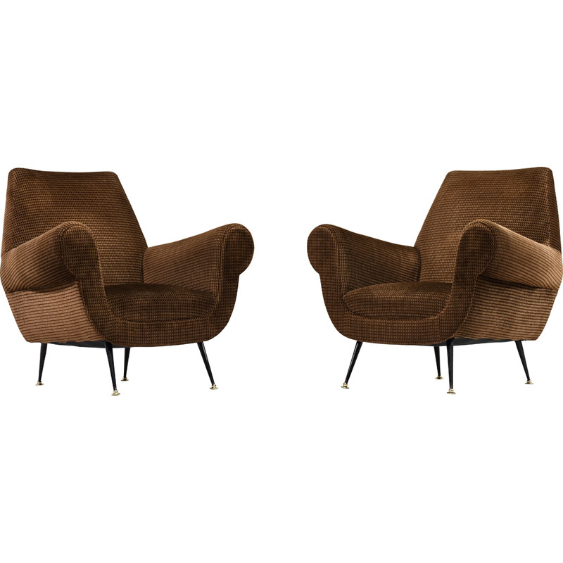 Pair of vintage club armchairs by Gigi Radice for Minotti, Italy 1950