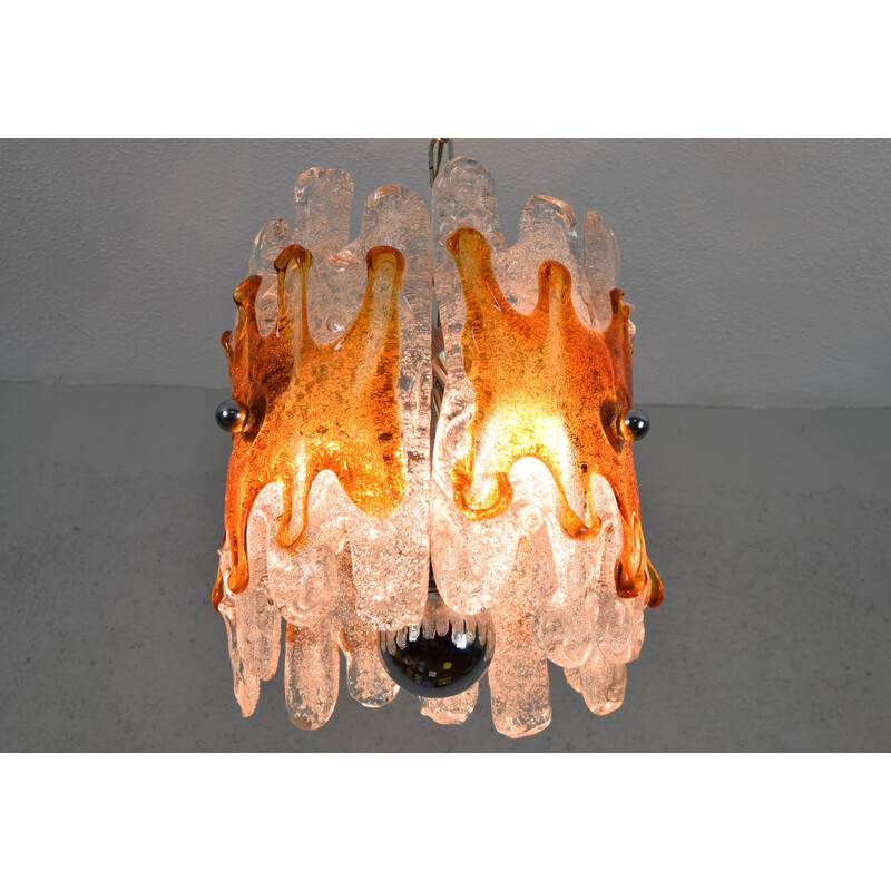 Mid century Italian amber and clear lava Murano chandelier by Mazzega, 1960s