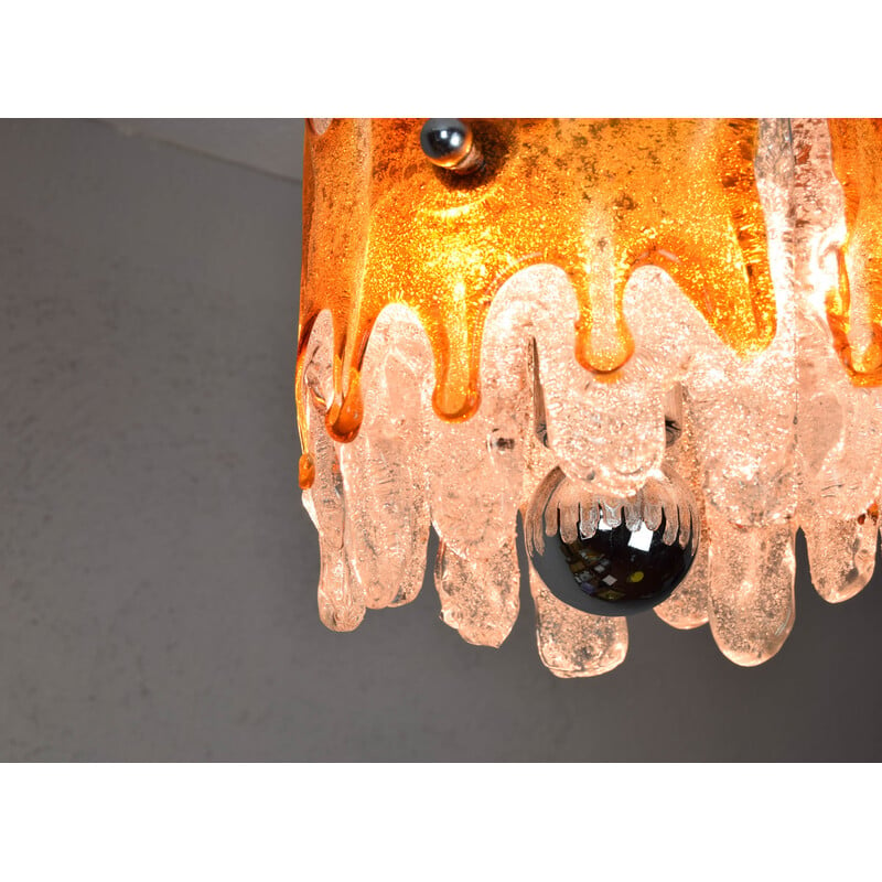 Mid century Italian amber and clear lava Murano chandelier by Mazzega, 1960s