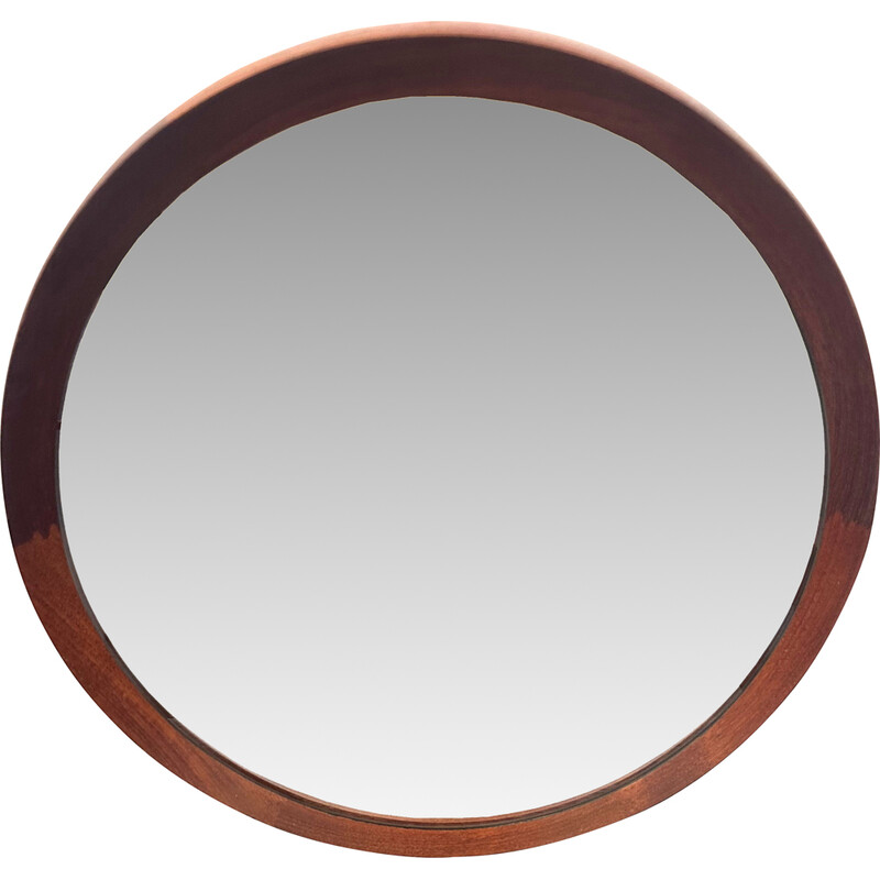 Vintage circular teak mirror