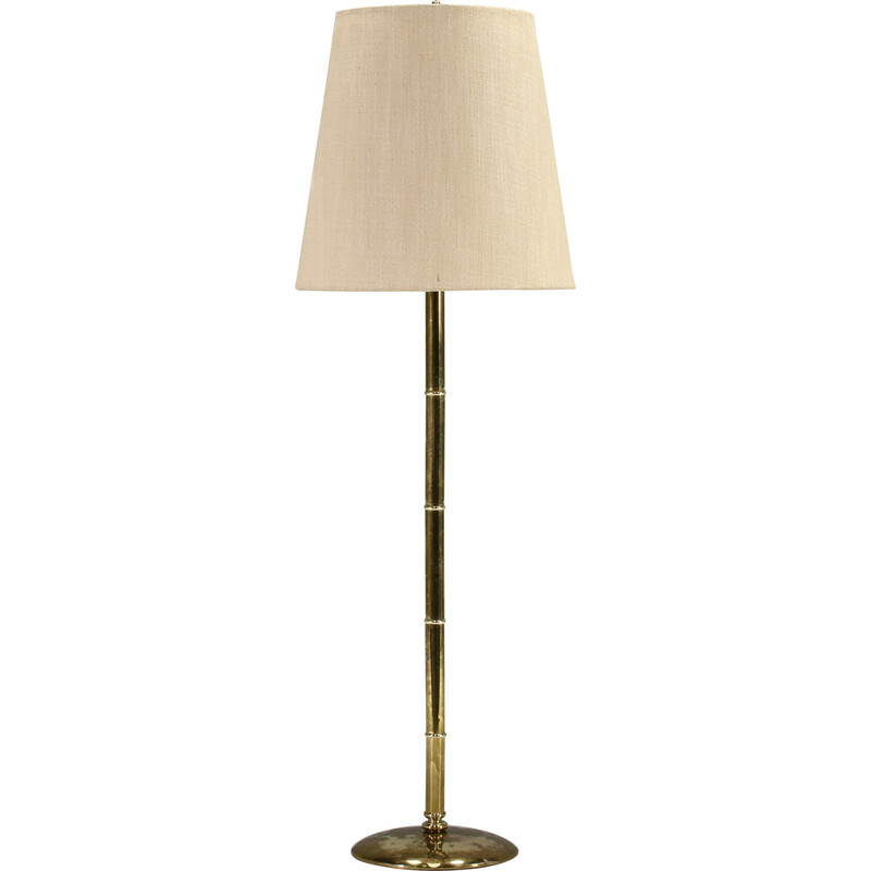 Vintage floor lamp in brass and bamboo, Europe 1970