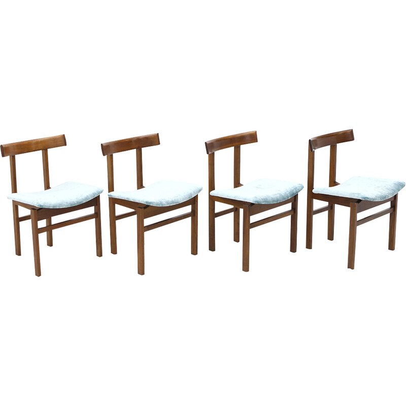 Set van 4 vintage "193" fluwelen stoelen van Inger Klingenberg voor France and Son, Denemarken 1960