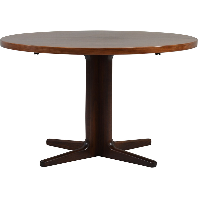 Vintage walnut round table by Henning Kjaernulf for Vejle Stole Møbelfabrik, Denmark 1960