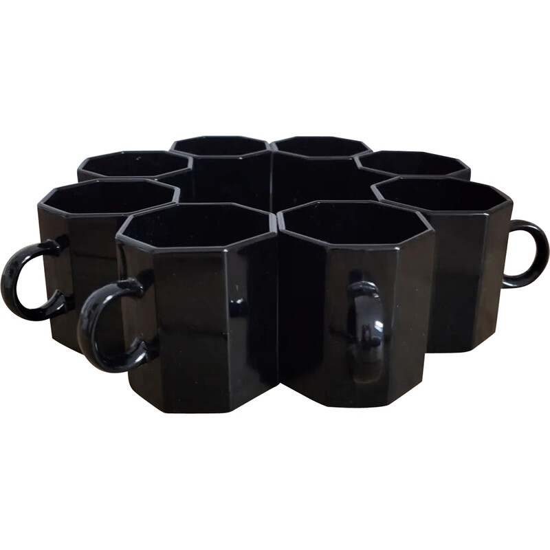 Conjunto de 8 chávenas de café arcopal preto vintage