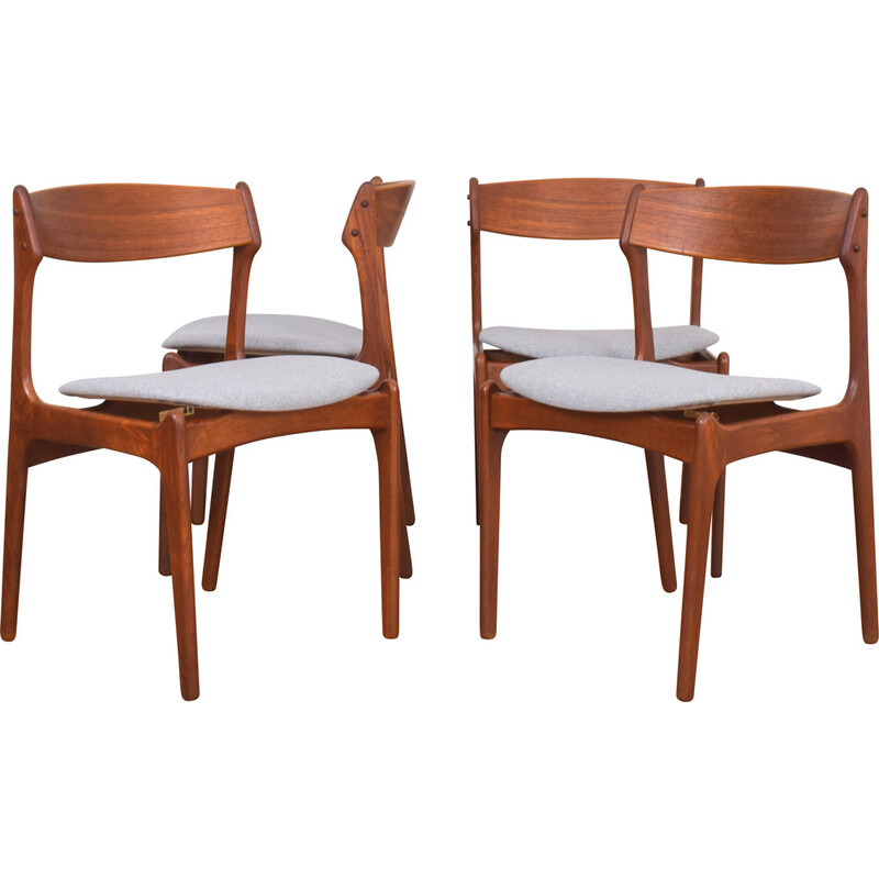 Set of 4 vintage Danish model 49 teak dining chairs by Erik Buch for O.D. Møbler, 1960s