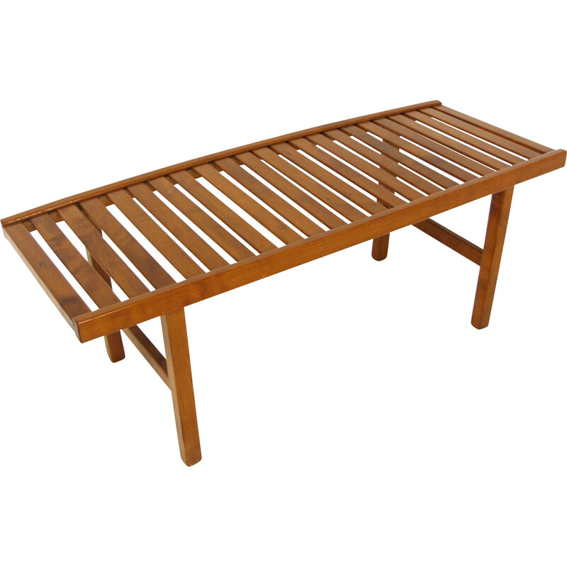 Minimalist vintage beechwood bench, Sweden 1970