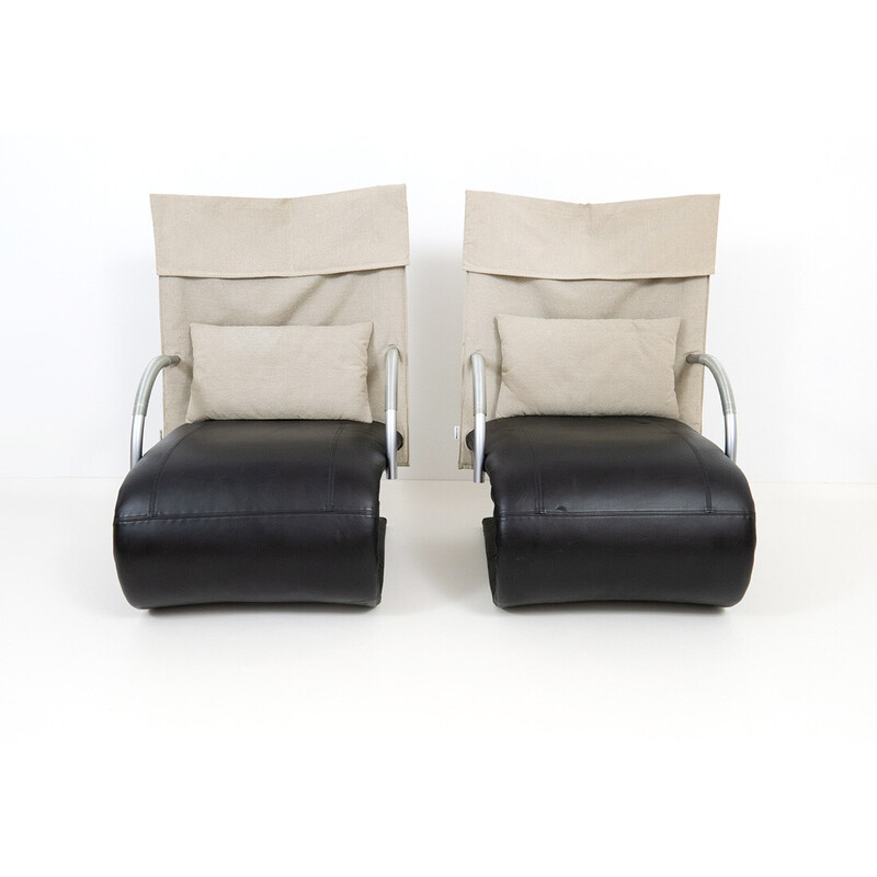 Pair of vintage Zen armchairs by Claude Brisson for Ligne Roset, 1980s
