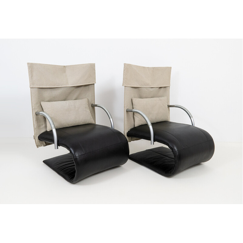 Pair of vintage Zen armchairs by Claude Brisson for Ligne Roset, 1980s