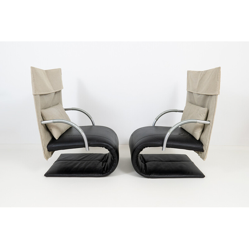 Paar vintage Zen fauteuils van Claude Brisson voor Ligne Roset, jaren 1980