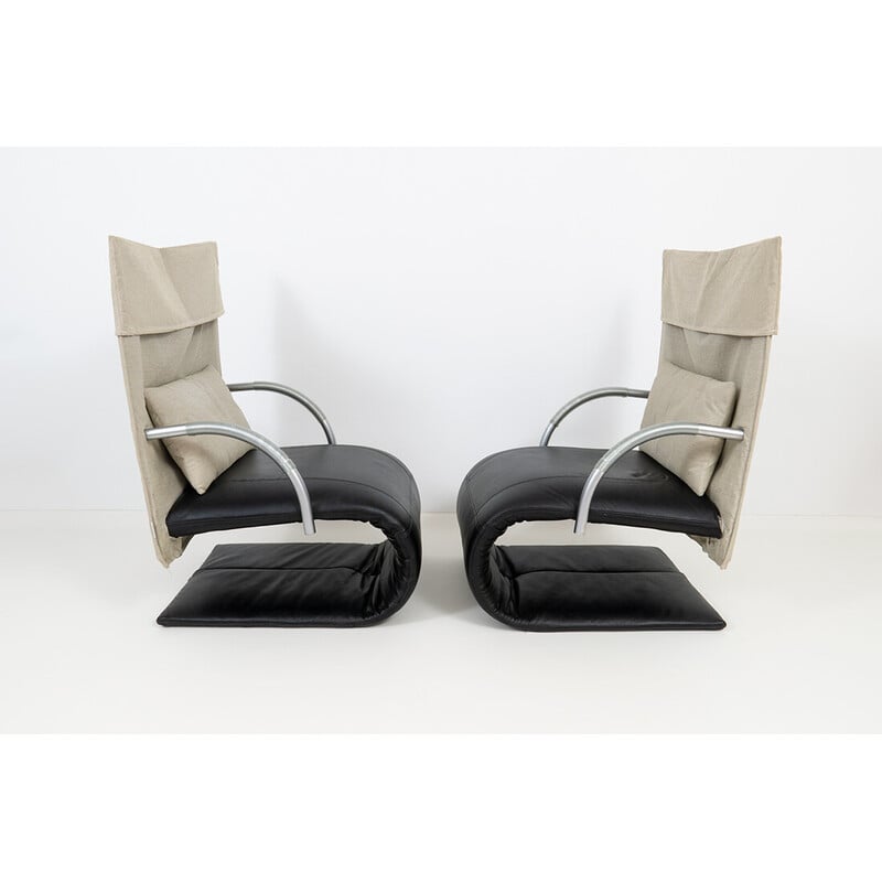 Pair of vintage Zen armchairs by Claude Brisson for Ligne Roset, 1980s