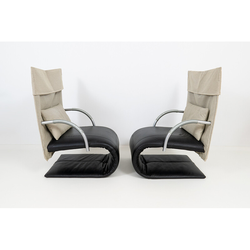 Paire de fauteuils zen vintage par Claude Brisson pour Ligne Roset, 1980