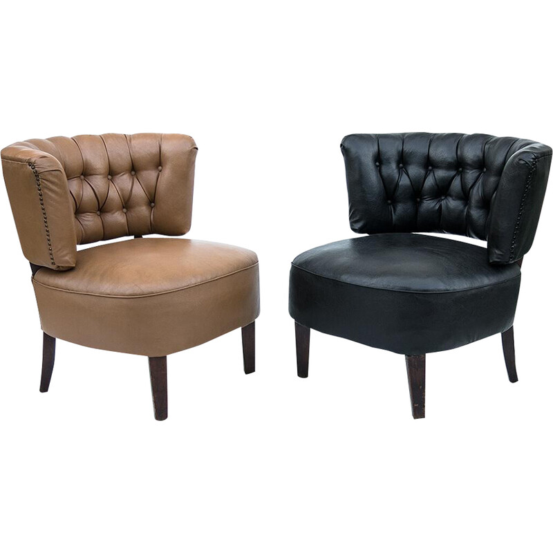 Pair of vintage club chairs by Otto Schulz for Jio Mobler, Sweden