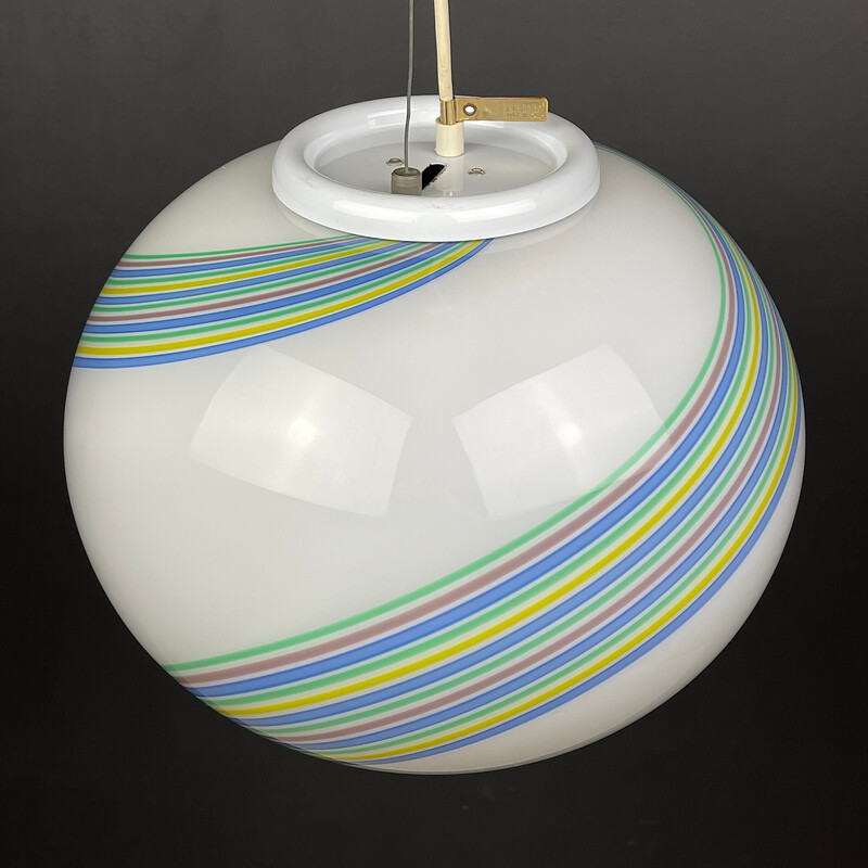 Vintage swirl Murano glass pendant lamp by F.Fabbian, Italy 1990s