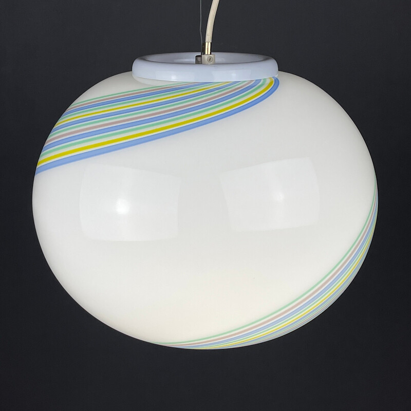 Vintage swirl Murano glass pendant lamp by F.Fabbian, Italy 1990s