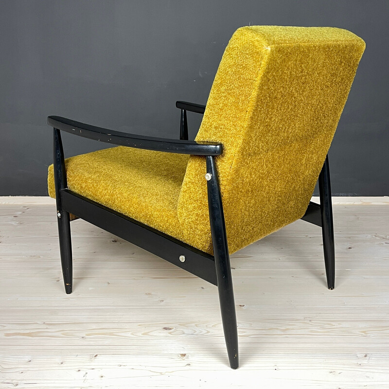 Mid-century wooden and fabric armchair, Yugoslavia 1970s