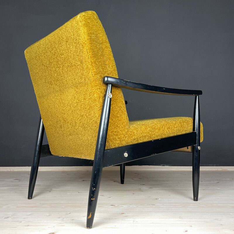 Mid-century wooden and fabric armchair, Yugoslavia 1970s