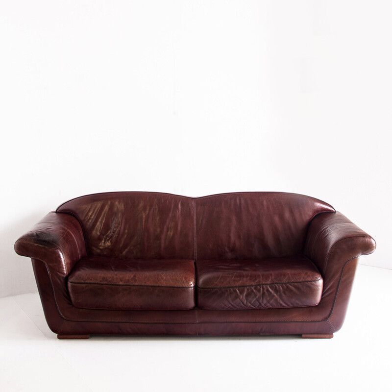 Vintage-Sofa "Club" aus Leder, Frankreich 1980