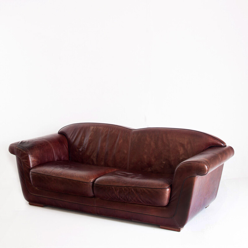 Vintage-Sofa "Club" aus Leder, Frankreich 1980