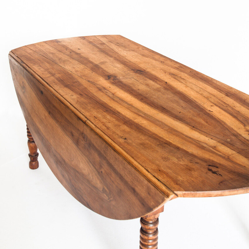 Vintage flap table in solid waxed cherry wood, France 1960