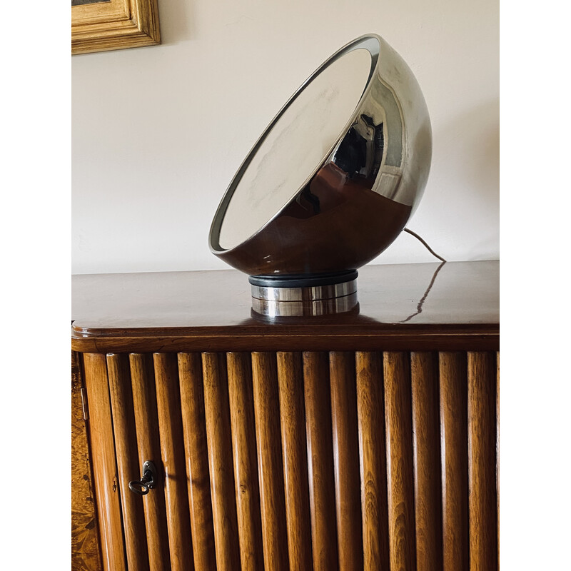 Lámpara de sobremesa esférica con espejo vintage, Italia años 70