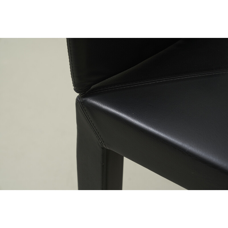 4 Stühle Arcadia aus schwarzem Leder und Chrom von Paolo Piva für B and B Italia