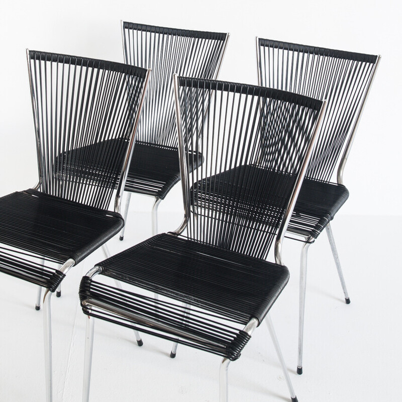 Set of 4 vintage chairs by André Monpoix, France 1960