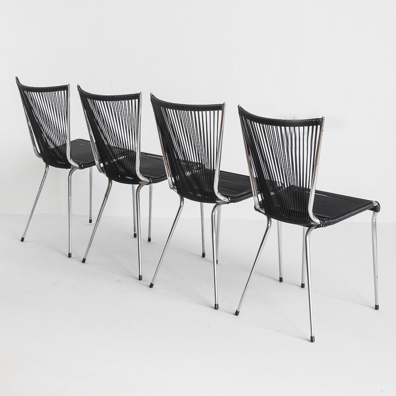 Set of 4 vintage chairs by André Monpoix, France 1960