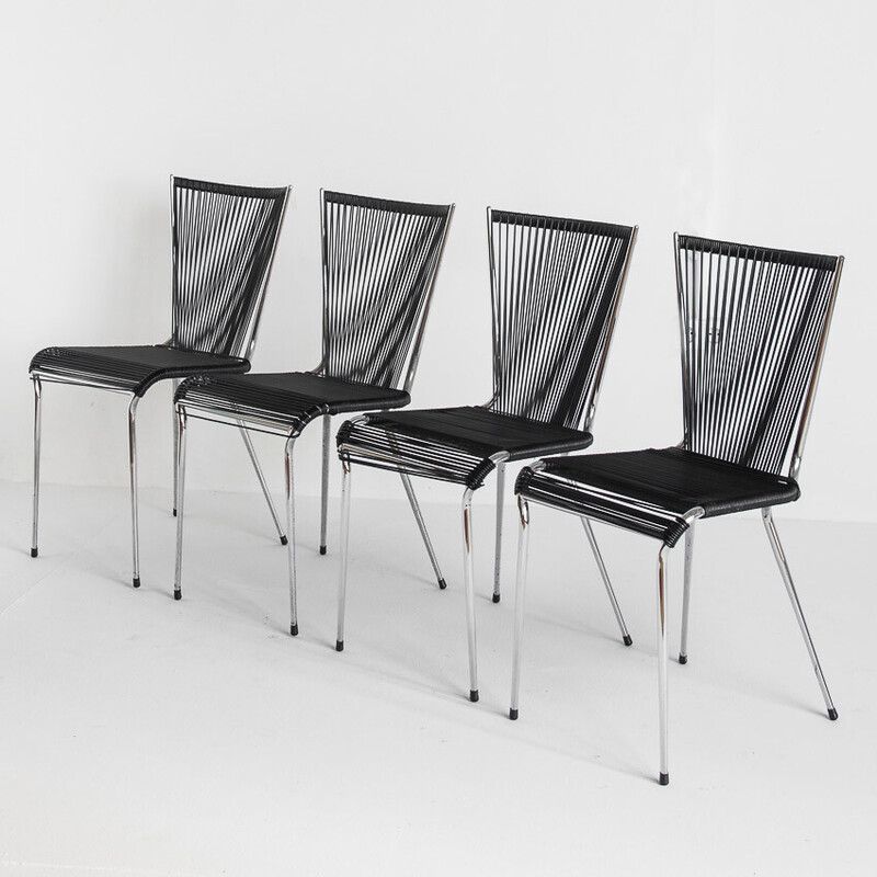 Set of 4 vintage chairs by André Monpoix, France 1960