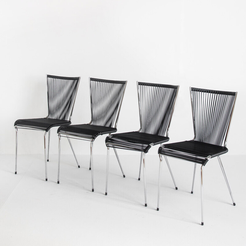 Ensemble de 4 chaises vintage d'André Monpoix, France 1960