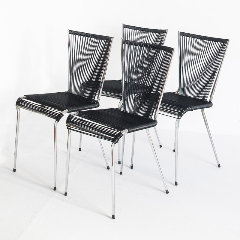 Set of 4 vintage chairs by André Monpoix, France 1960