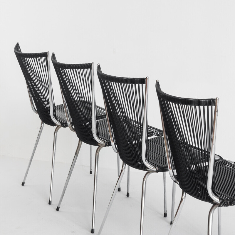Satz von 4 Vintage-Stühlen von André Monpoix, Frankreich 1960