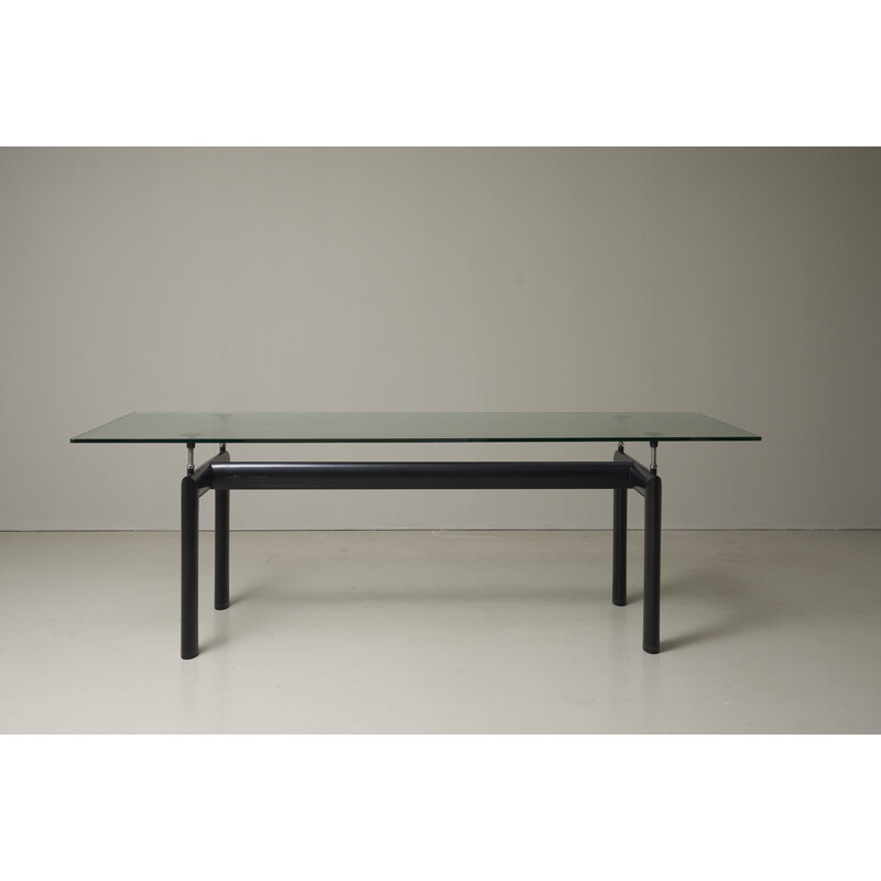 Vintage Lc6 glass table by Corbusier, Perriand, Jeanneret for Cassina, Italy